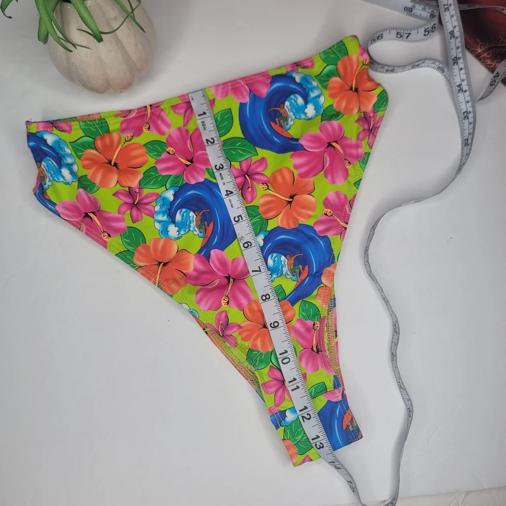Frankies Bikinis Swimsuit Bottom Tropical Hibiscus Size Large NWOT